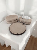 Bej - Kahverengi 6 Kişilik 8 Parça Amerikan Servisi Supla Takımı Organizer Servis Saklama kutusu Hasır Sepet - Supla:33x33cm / Peçetelik:27x15x8cm / Oval Kapaklı Sepet: 25x15x10cm