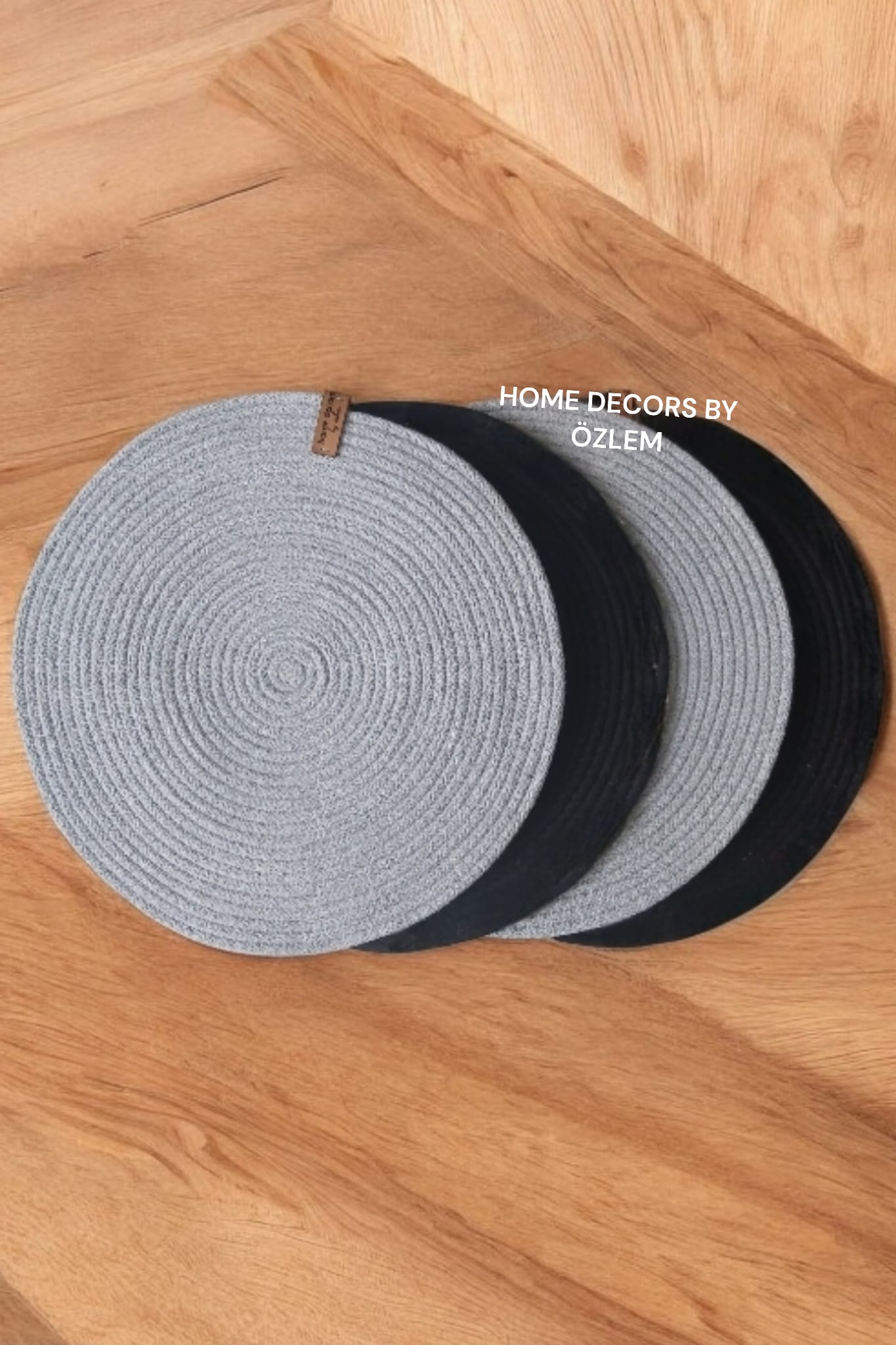 Siyah Gri Amerikan Servis Supla Düzenleyici Organizer Dekorasyon Handmade El Emeği - 33x33 cm