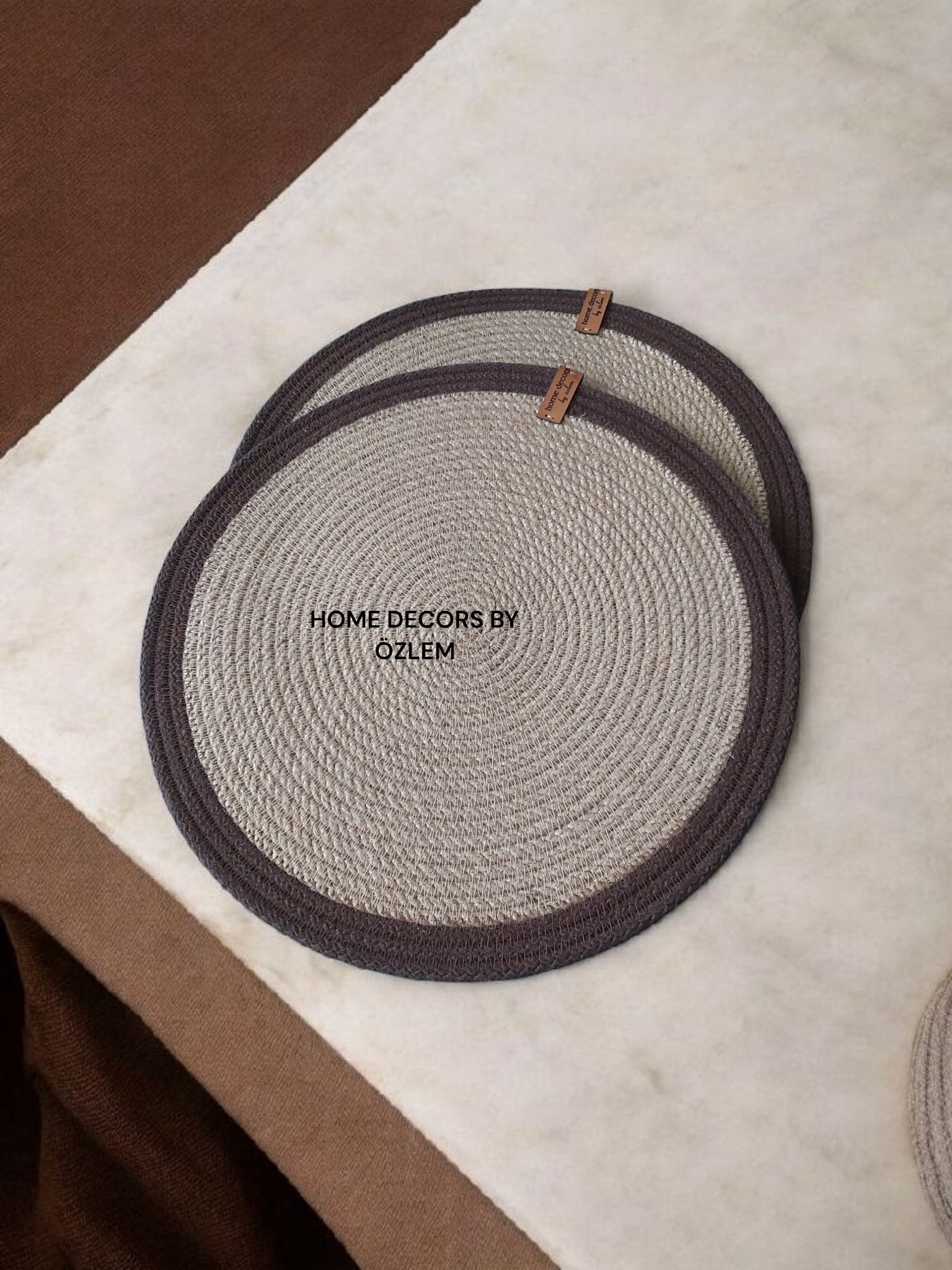 Hasır Kahverengi Amerikan Servis Supla Düzenleyici Organizer Dekorasyon Handmade El Emeği - 33x33 cm