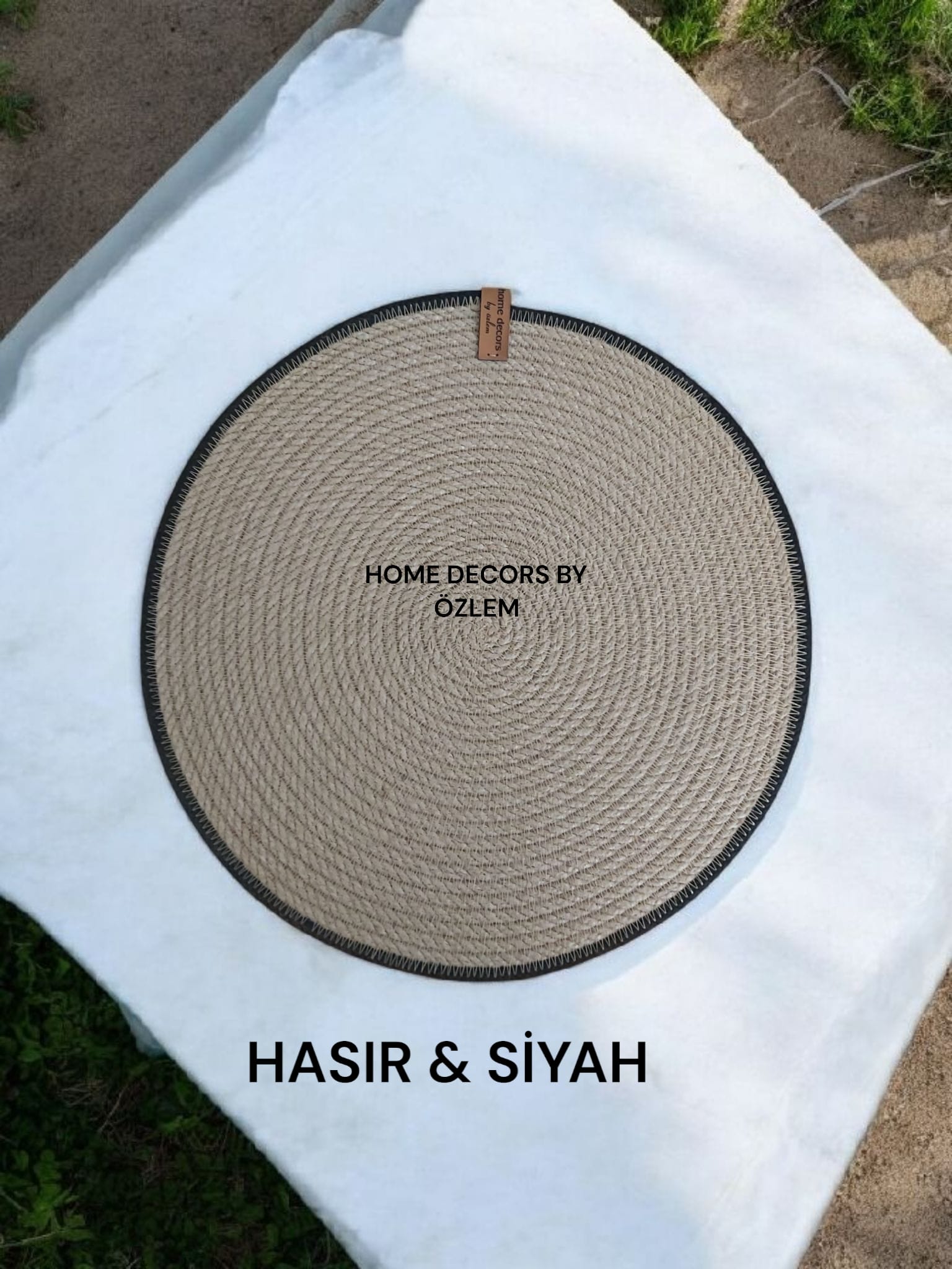 Siyah Hasır Amerikan Servis Supla Düzenleyici Organizer Dekorasyon Handmade El Emeği - 33x33 cm