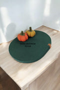 Koyu Yeşil (Çam Yeşili) Oval Amerikan Servis Supla Düzenleyici Organizer Dekorasyon Handmade El Emeği - 42x30 cm
