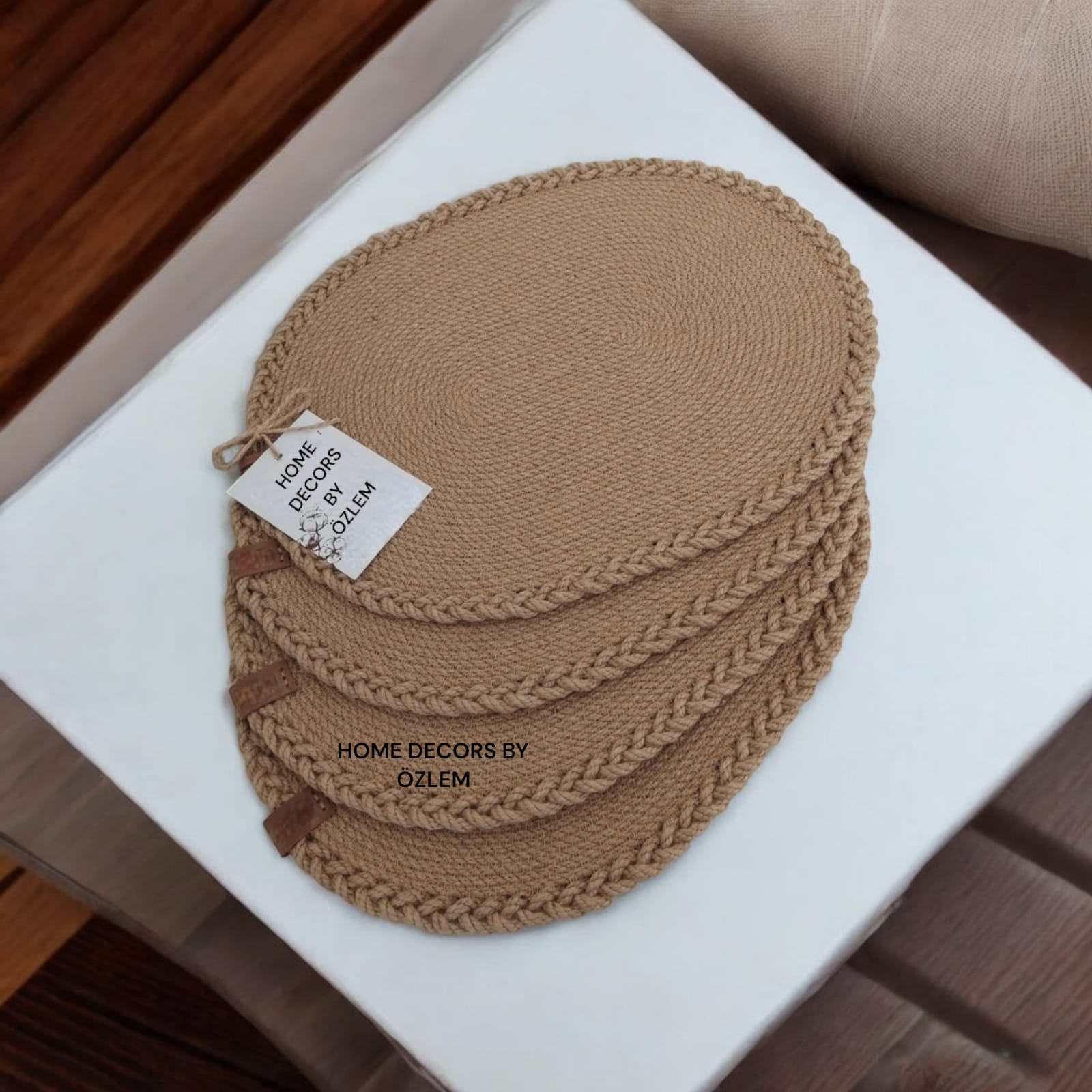 Oval Hasır Amerikan Servis Supla Düzenleyici Organizer Dekorasyon Handmade El Emeği - 42x30 cm